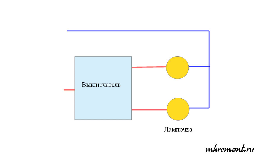 Схема подключения двухклавишного выключателя